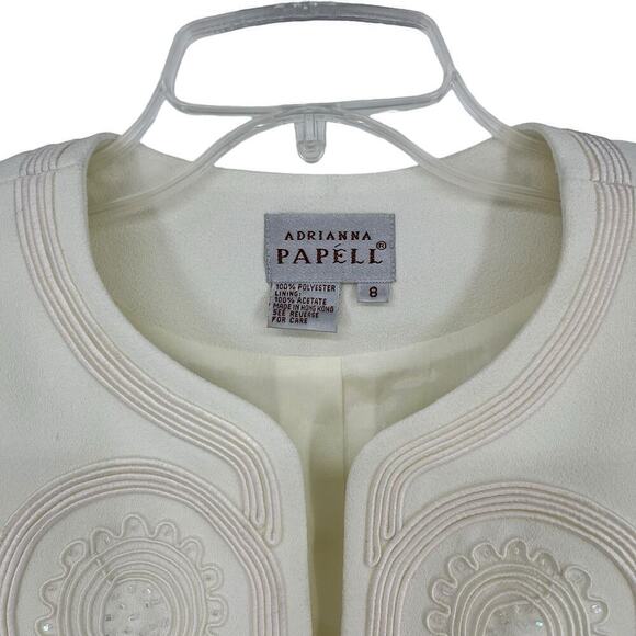 Vintage Adrianna Papell Skirt & Top Set Embroidered White 8 - Picture 8 of 12